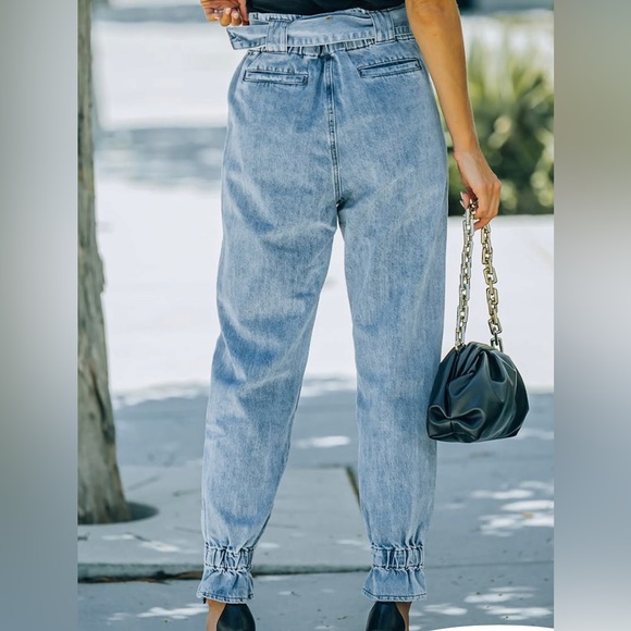 Rena High Rise Belted Denim Pants - Picture 3 of 4